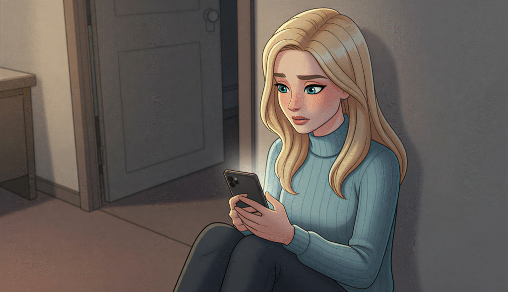 High angle medium shot used to capture the characters vulnerability