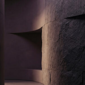 An abstract structural hallway generated by artificial intelligence