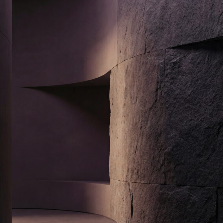 An abstract structural hallway generated by artificial intelligence